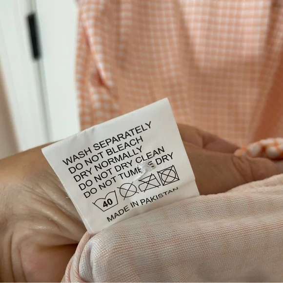 NWOT Collars & Co. Orange Grid Semi-Spread Collar Polo in Size Large - Picture 7 of 7